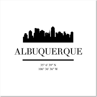 ALBUQUERQUE NEW MEXICO BLACK SILHOUETTE SKYLINE ART Posters and Art